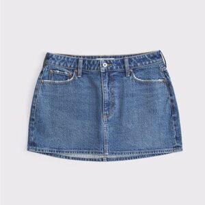 Abercrombie & Fitch Blue Medium Denim Mini Skirt Mid Rise Curve Love
